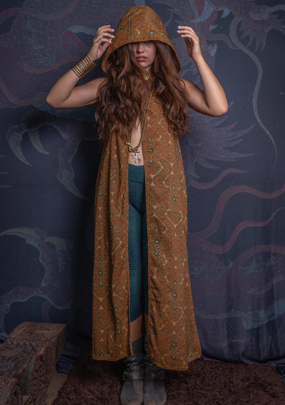 Hooded Long Dress / Bamboo - Mustard SHIBIZAX